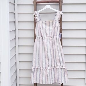 Madison Grey Striped Ruffle Dress‎ cotton summer Sunday size XL boho
